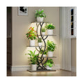Plant Stand Indoor with Grow Lights - 5 Tiered Corner Plant Shelves (Gray) | 44" Tall Metal Plant Shelf, S-Shape