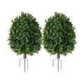 QCQHDU Artificial Boxwood Topiary Shrubs for Outdoor, 27" Fake Bushes Evergreen Ball Trees with Ground Spike,UV