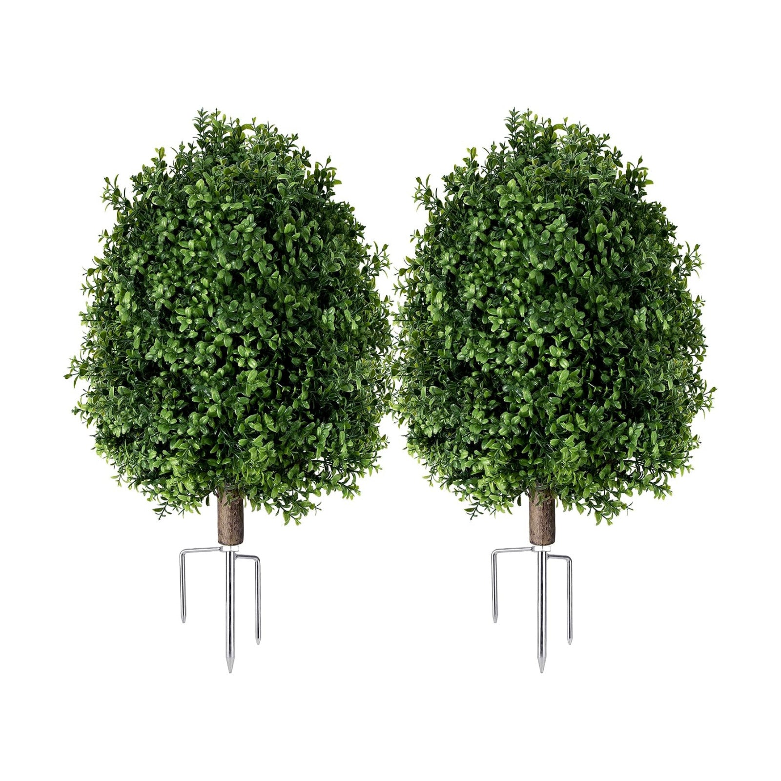 QCQHDU Artificial Boxwood Topiary Shrubs for Outdoor, 27" Fake Bushes Evergreen Ball Trees with Ground Spike,UV