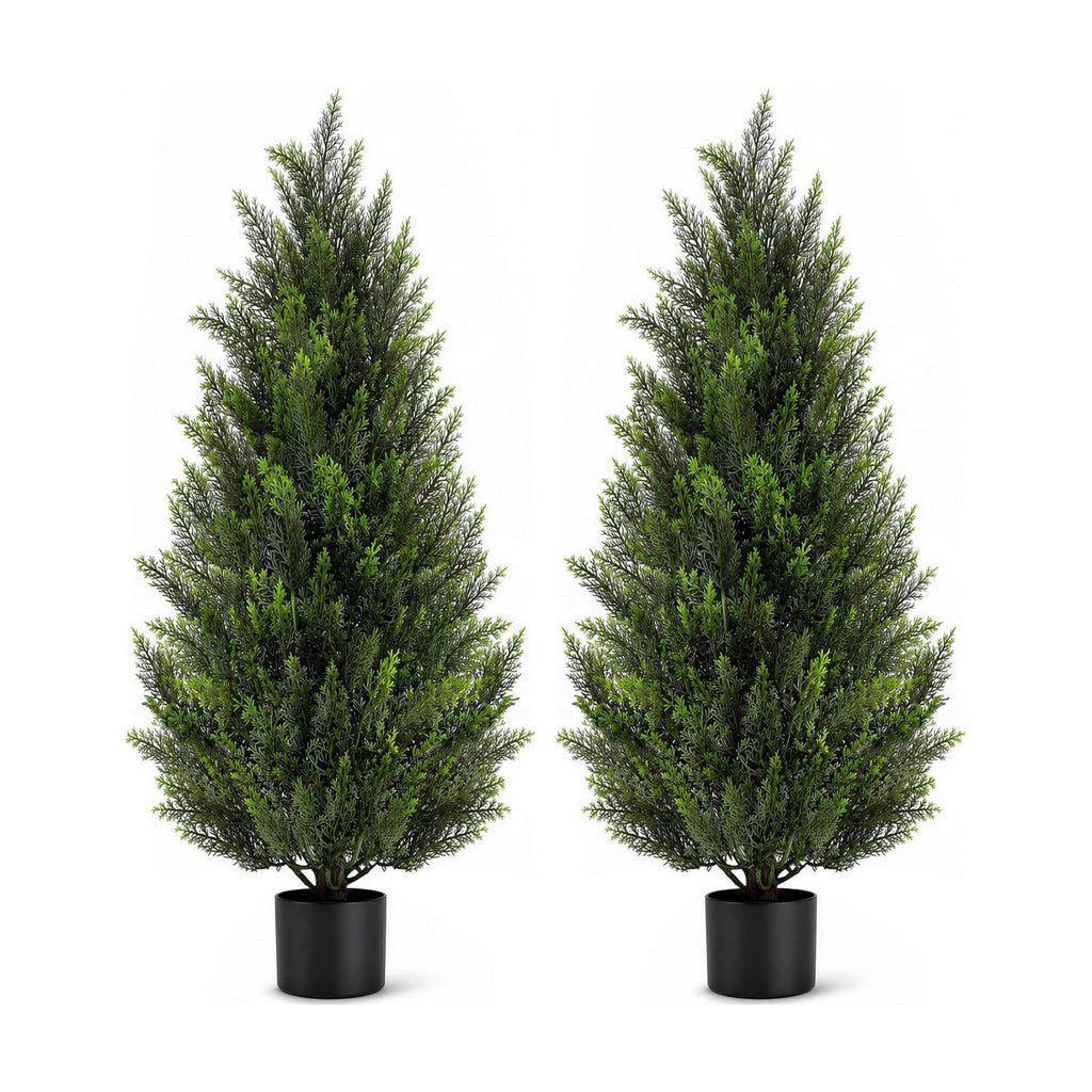 VIVATREES 5FT Artificial Topiary Cedar Trees, UV-Resistant Faux Evergreen Outdoor Plants, Artificial Pine Tree for Outdoor Front Porch Patio Entryway Decor, Set of 2
