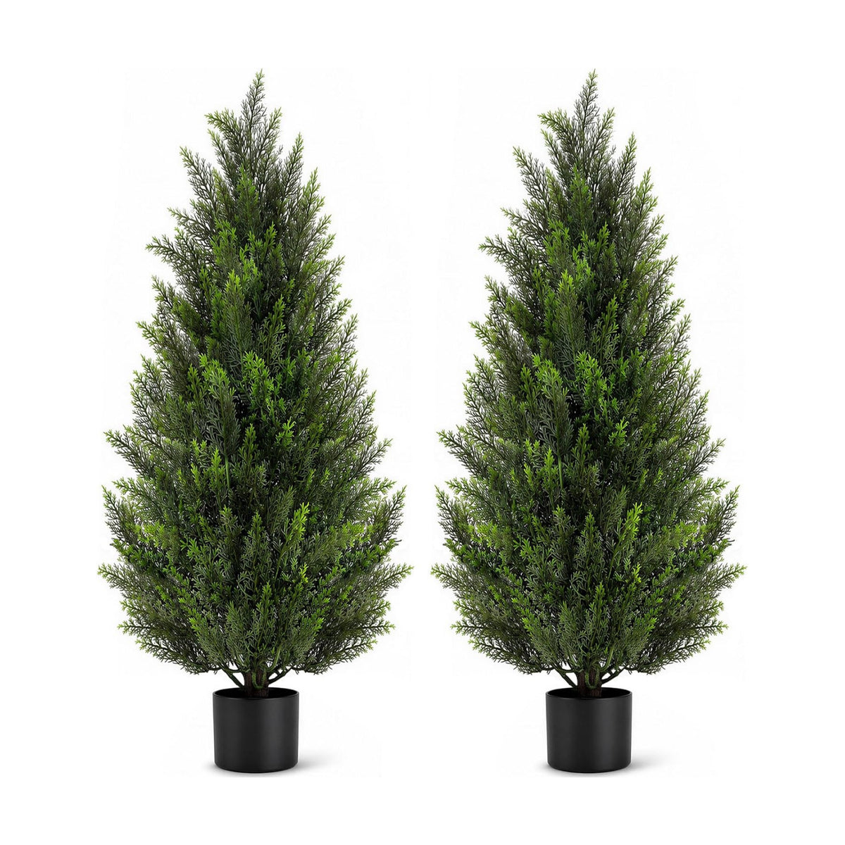 VIVATREES 5FT Artificial Topiary Cedar Trees, UV-Resistant Faux Evergreen Outdoor Plants, Artificial Pine Tree for Outdoor Front Porch Patio Entryway Decor, Set of 2