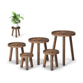 5-Pack Wood Plant Stands Indoor, Single Plant Stand for 6-12 Inch Pots, Mid-Century Modern Plant Stool, Tall Plant Stand for Large Plants for Living Room, Balcony, Office (Dark Brown)