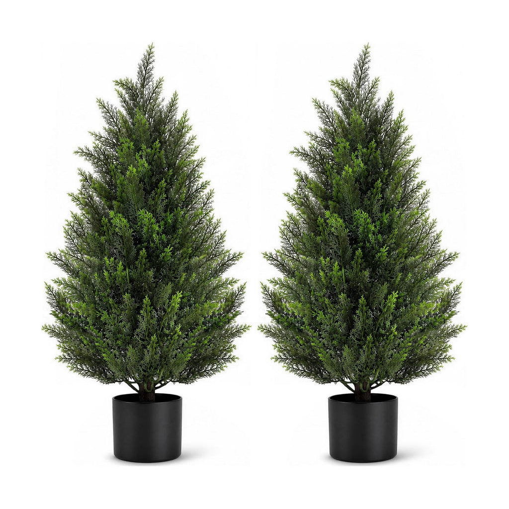 VIVATREES 3FT Artificial Topiary Cedar Trees, UV-Resistant Faux Evergreen Outdoor Plants, Artificial Pine Tree for Outdoor Front Porch Patio Entryway Decor, Set of 2