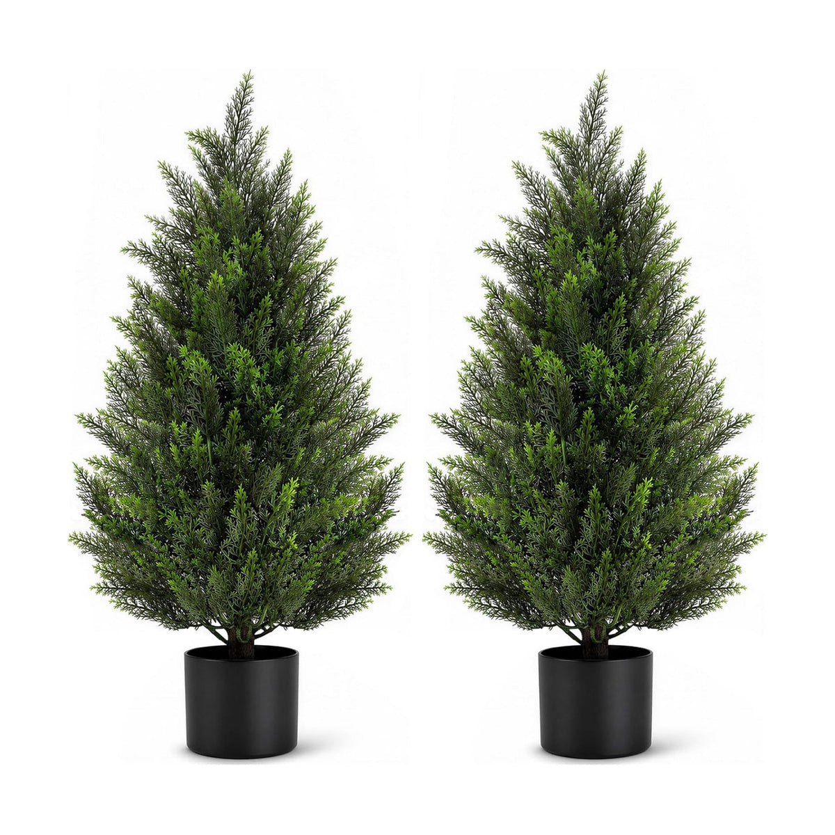 VIVATREES 3FT Artificial Topiary Cedar Trees, UV-Resistant Faux Evergreen Outdoor Plants, Artificial Pine Tree for Outdoor Front Porch Patio Entryway Decor, Set of 2