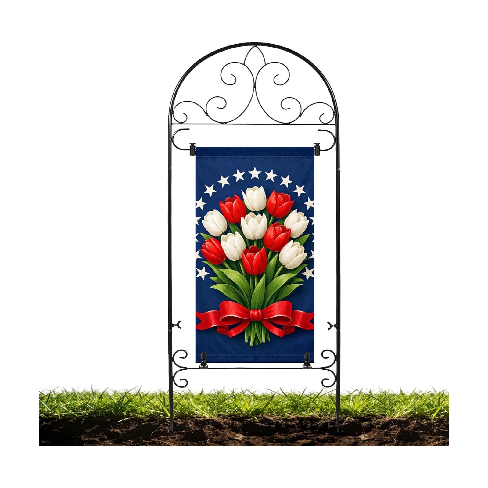 Garden Flag Holder Stand Yard Flag Holder Metal Flag Stand Outdoor Flag Pole Holder for Outside House Seasonal Garden