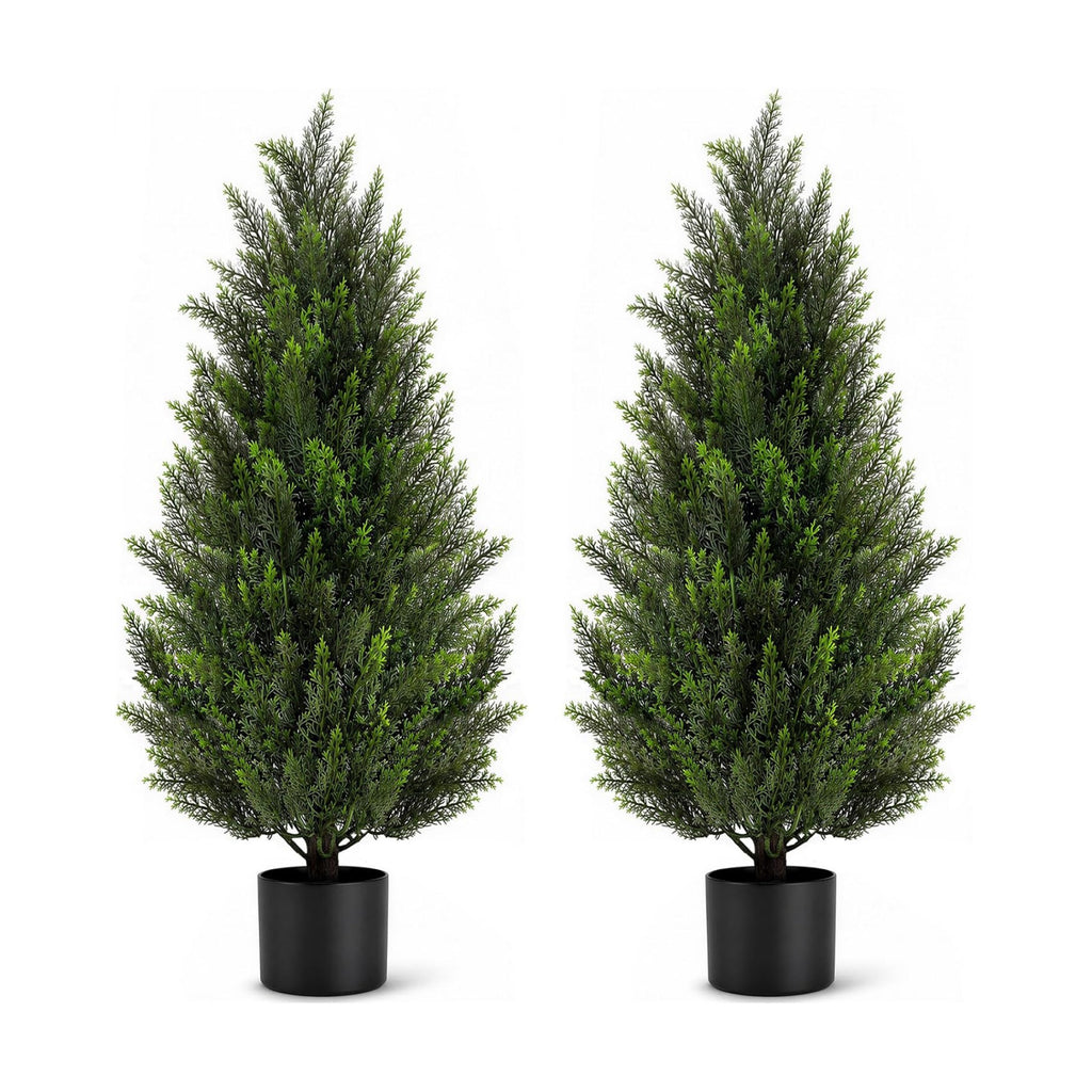 VIVATREES 4FT Artificial Topiary Cedar Trees, UV-Resistant Faux Evergreen Outdoor Plants, Artificial Pine Tree for Outdoor Front Porch Patio Entryway Decor, Set of 2