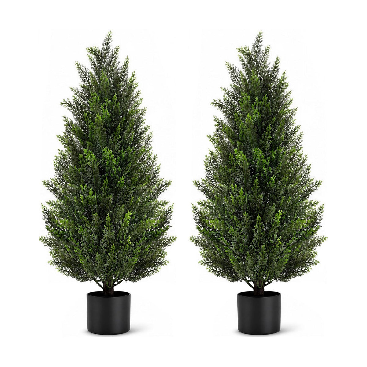 VIVATREES 4FT Artificial Topiary Cedar Trees, UV-Resistant Faux Evergreen Outdoor Plants, Artificial Pine Tree for Outdoor Front Porch Patio Entryway Decor, Set of 2