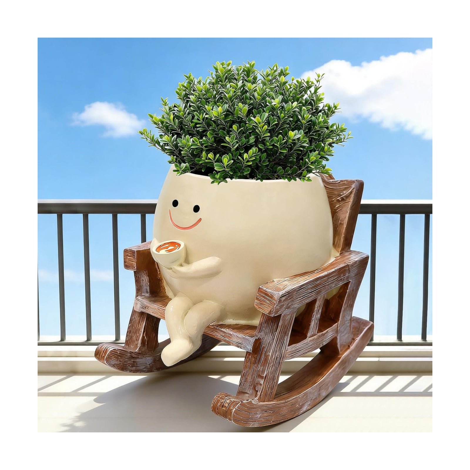 Smiley Face Planter Pot,Cute Plant Pots for Indoor Outdoor with Drainage Hole,Unique Funny Flower Pot for