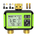 Brass 2 Zone Water Hose Timer, Waterproof Programmable Sprinkler Timer | Automatic Two Zone Irrigation Controller with