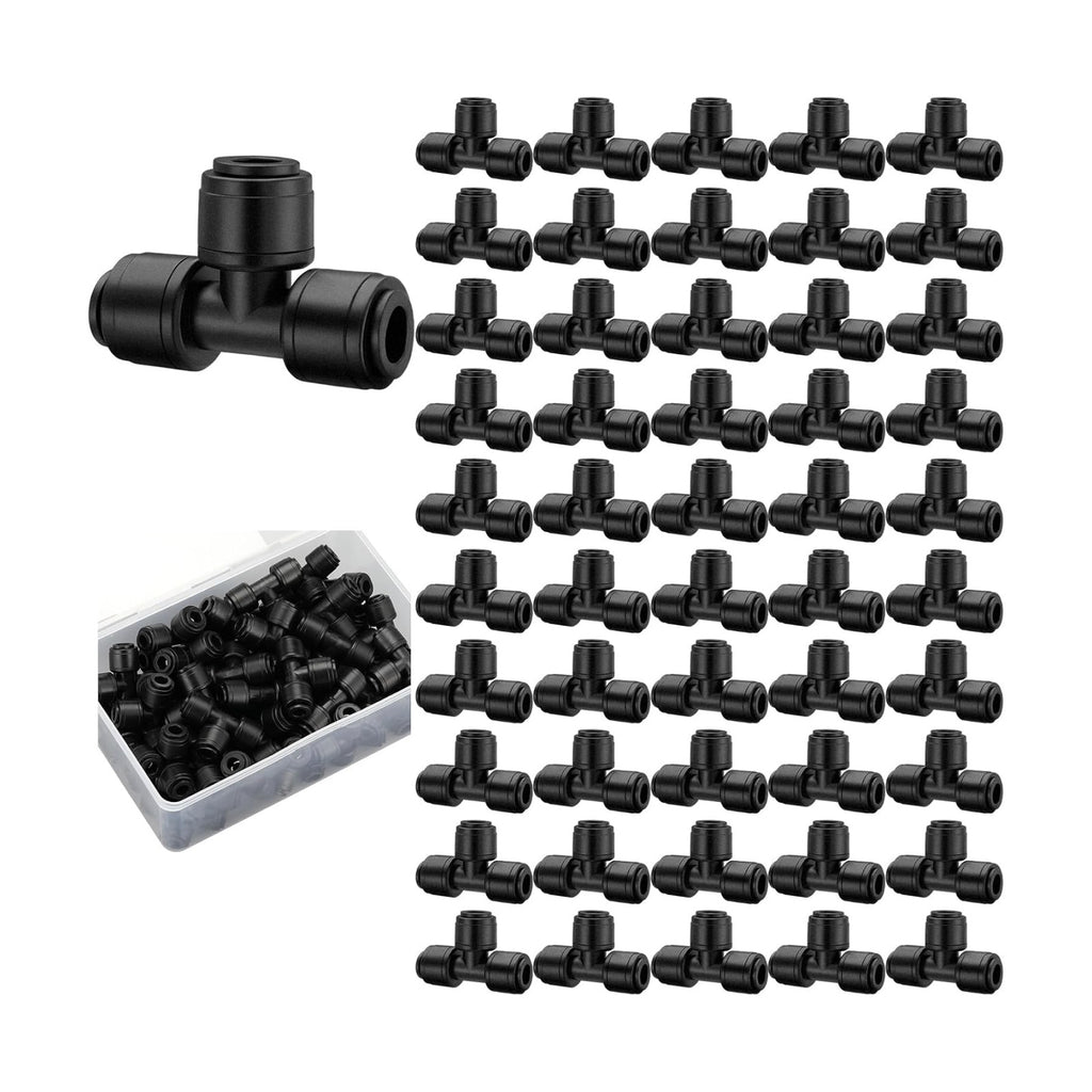 Weysat 50 Pack Quick Connect 1/4" Drip Irrigation Tee Connectors, Universal Fittings for 1/4 Inch Tubing, Leak Free