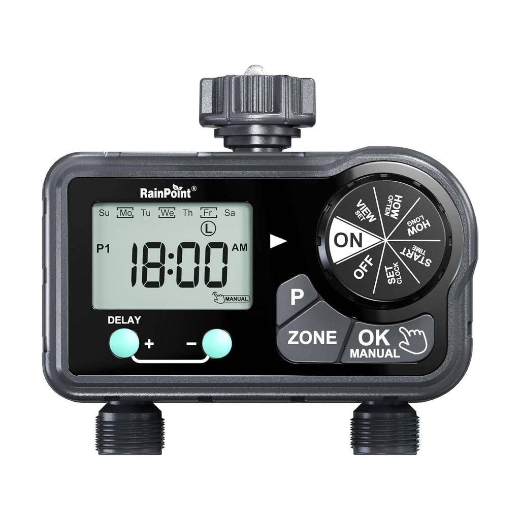 RAINPOINT Sprinkler Timer with 3 Different Programs, Hose Timer for Garden Hose with Rain Delay/Manual