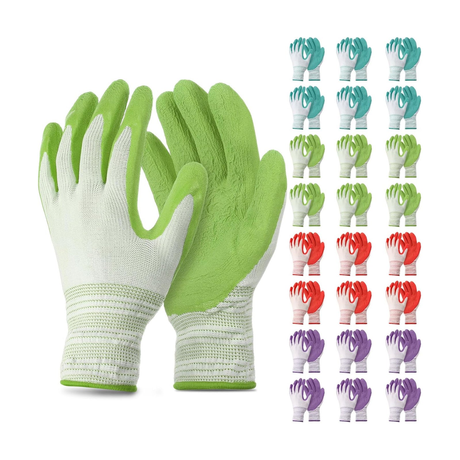 Cutecrop 24 Pairs Gardening Gloves Bulk for Women Breathable Rubber Coated Yard Garden Gloves Ladies Outdoor Protective