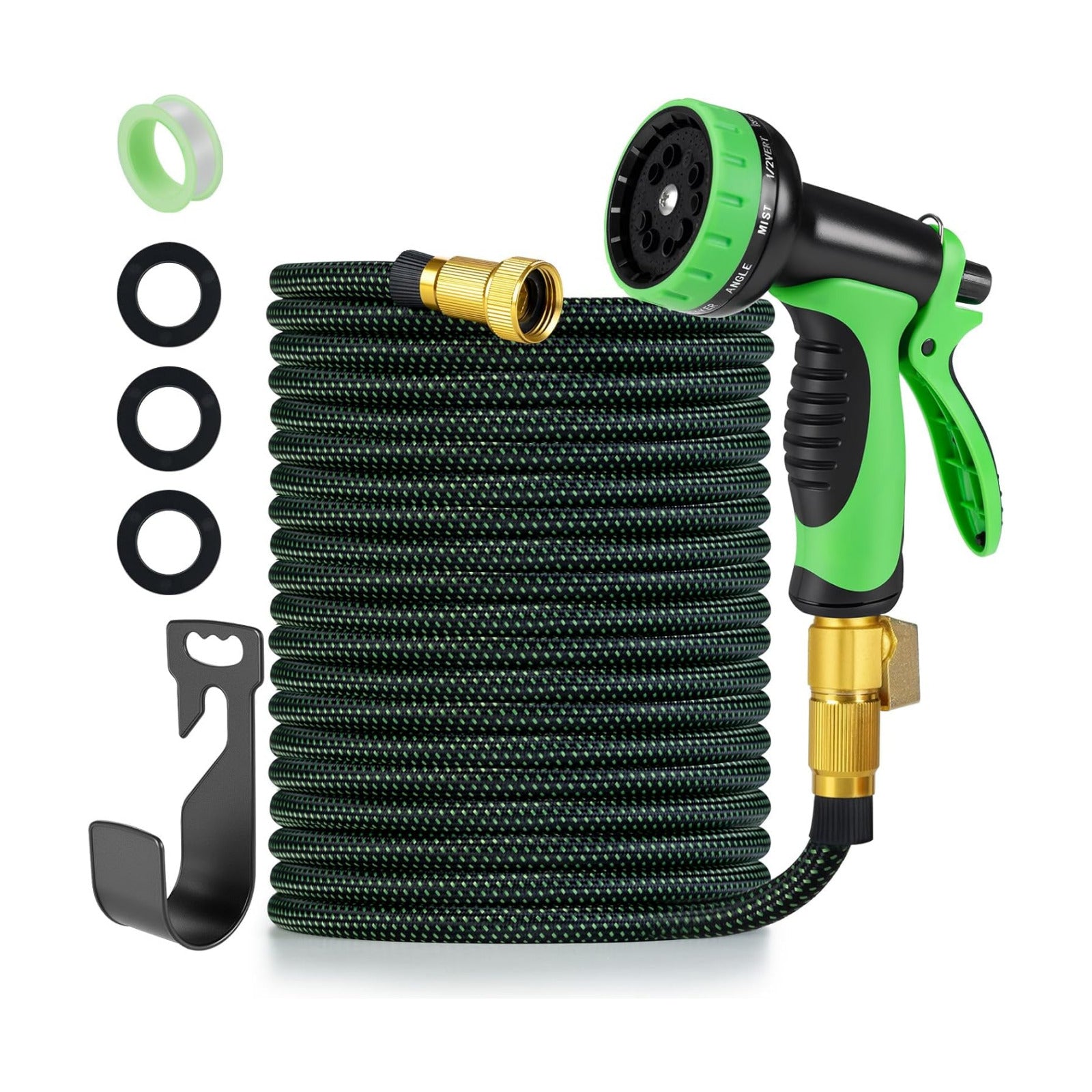 Garden Hose 25 FT,Non-Expanding,10 Functional Nozzles,Garden Hose Anti-Kink | Heavy Duty Flexible Water Hose 25