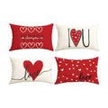 Valentines Day Decorations-Valentine Pillow Covers 12x20 Set of 4, Red Hearts I Love You Happy Valentine's Day Throw Outdoor Pillow Covers Anniversary Wedding Cushion Case for Home Sofa Couch Decor