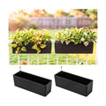 LaLaGreen Railing Planter Boxes (16 Inch, 2 Pack) Black Rectangular Plastic Window Box Planters with Self-Watering