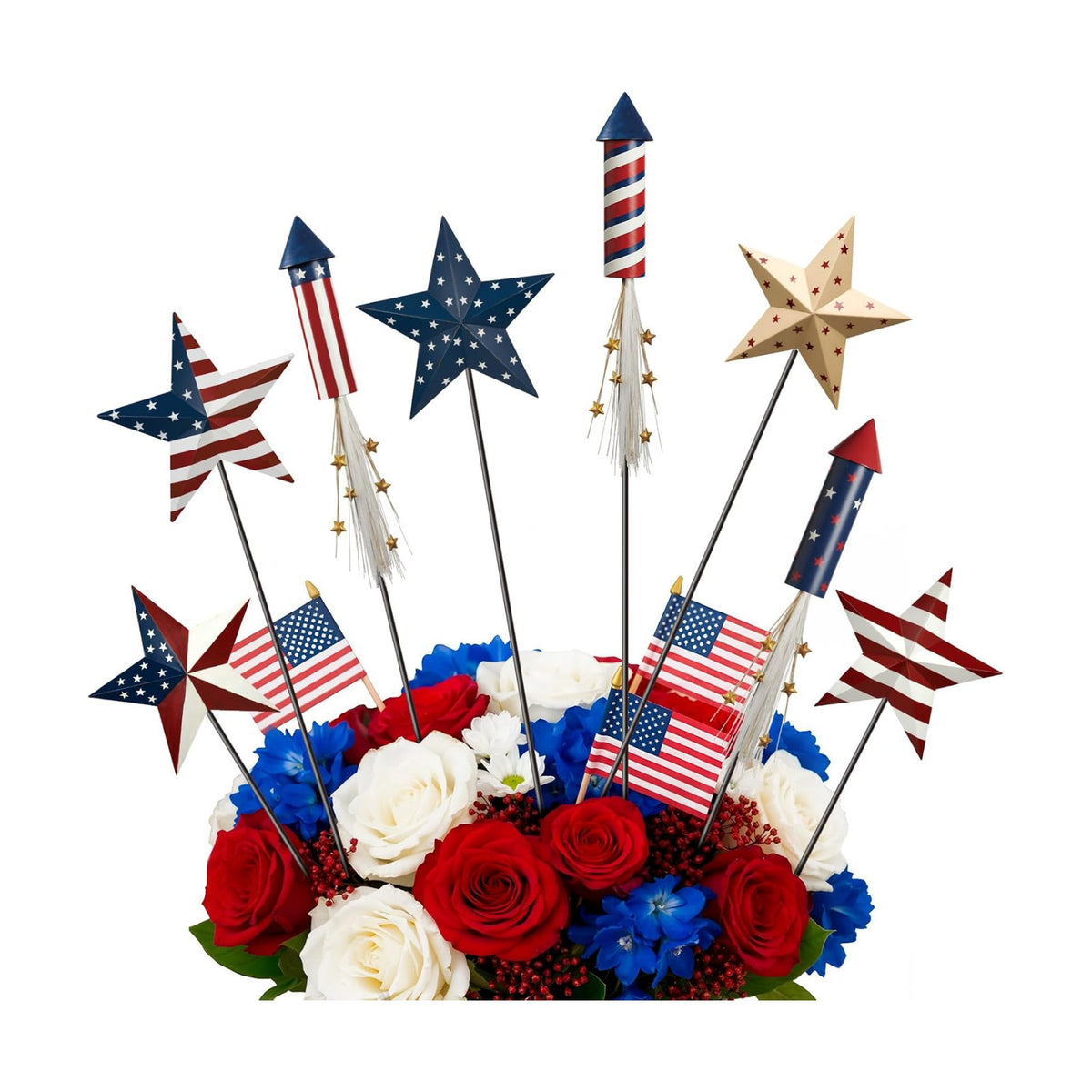 Shimeyao 8 Pcs Metal 4th of July American Garden Stakes Patriotic Metal Garden Signs 12 Inch Barn Star Independence Day Yard Signs Outdoor Decor for Home Lawn Porch Holiday Front Backyard