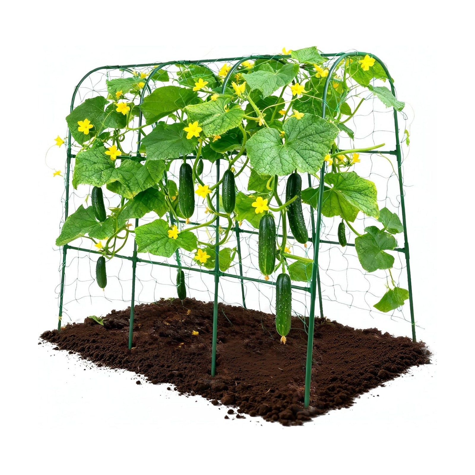 47''X47''Cucumber Trellis, Garden Trellis U-Shape Plant Support for Climbing Plants Metel Arch with Netting for Raised