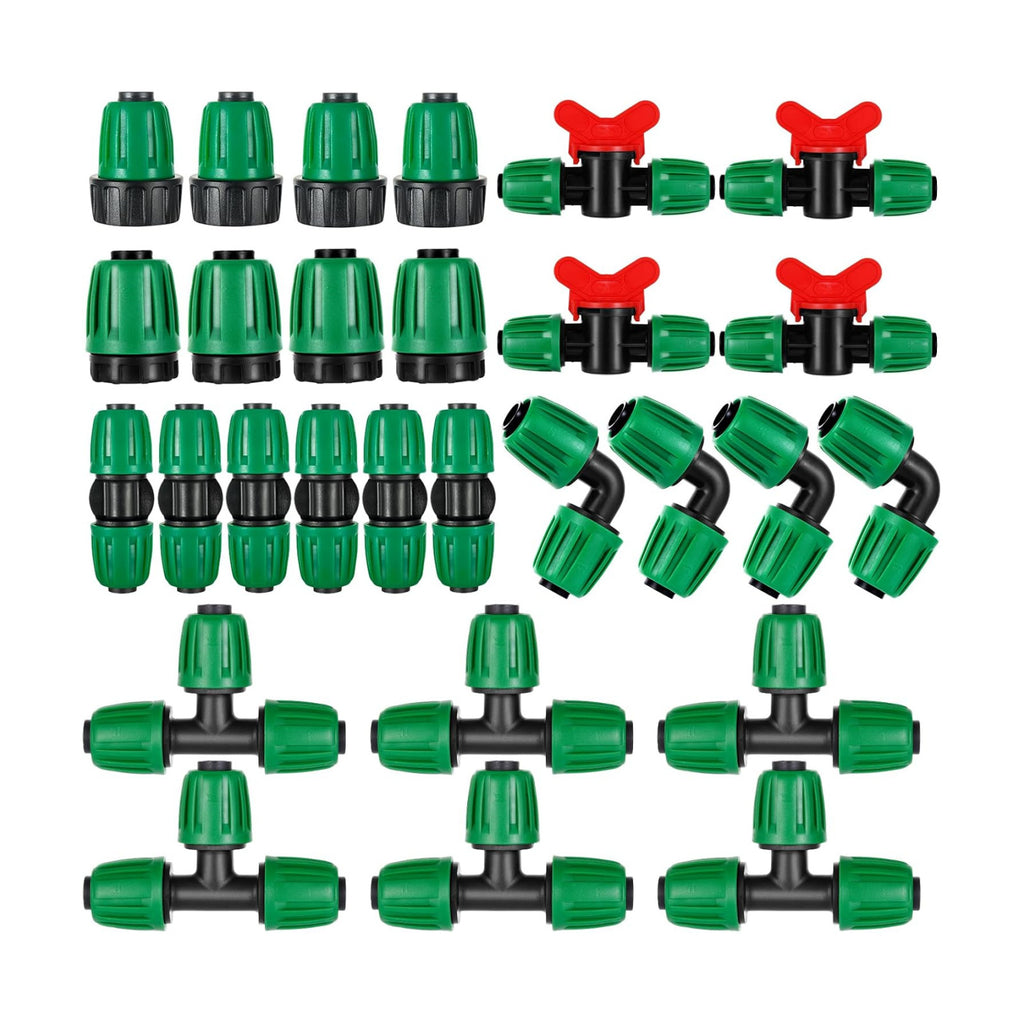 28 Pcs 1/2 Inch Drip Irrigation Fittings Kits,Drip Hose Connector | For 1/2" Irrigation Tubing(1/2" ID x0.6-0.63"OD)