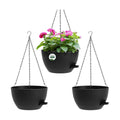 3 Pack 10 Hanging Flower Pots with Chains Self Watering Plastic Planters for Indoor Outdoor Plants, Sturdy Triangular