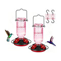 FEED GARDEN Glass Hummingbird Feeder for Outdoors Hanging, 16 OZ Humming Bird Feeders with 4 Bee Guard Feeding Ports & Built-in Ant Moat, Hummingbird Gifts for Mom Bird Feeder for Outside, Pink,2 Pack