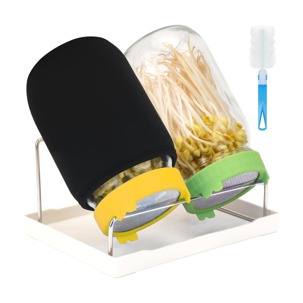  [Large Size] 68oz Sprouting Kit, 2 Sprouting Jar Kits, Wide Mouth Jars with Stainless Steel Screen Sprout Lid, 2000ml