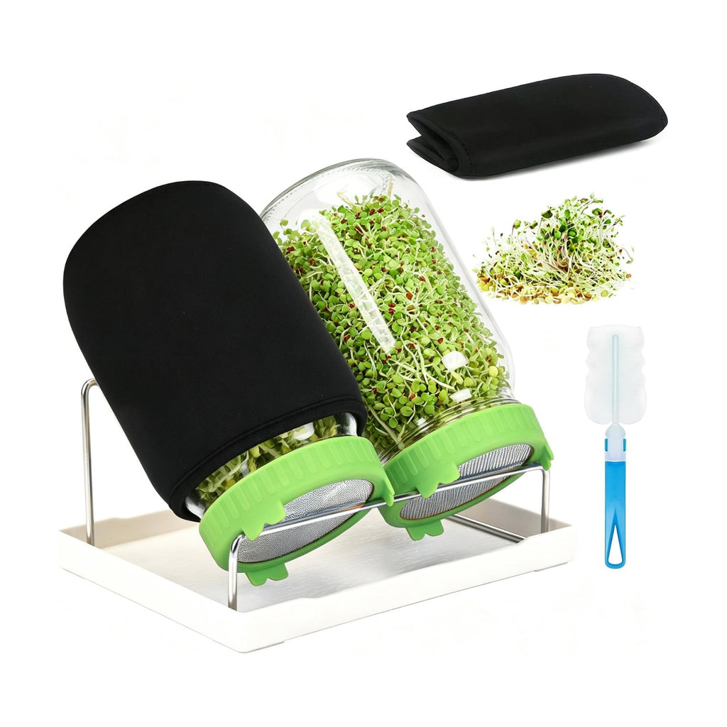  [Large Size] 68oz Sprouting Kit, 2 Sprouting Jar Kits, Wide Mouth Jars with Stainless Steel Screen Sprout Lid, 2000ml
