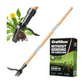 Weed Puller Stand Up Weed Puller Tool with Wooden Long Handle Foot Platform Design 4-Claw Steel Head & Removable