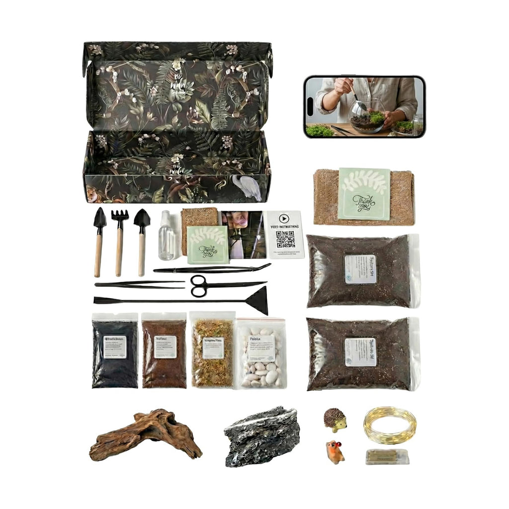 DIY Terrarium Kit | Pebbles Sphagnum Moss Activated Carbon Burlap Peat Moss Tools | Terrarium Supplies (Advanced)