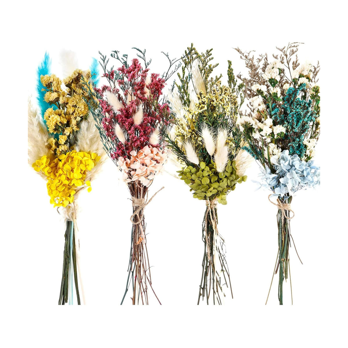 Layhit 4 Pack Large Size Boho Dried Flowers 15-17 Inch, Hydrangea