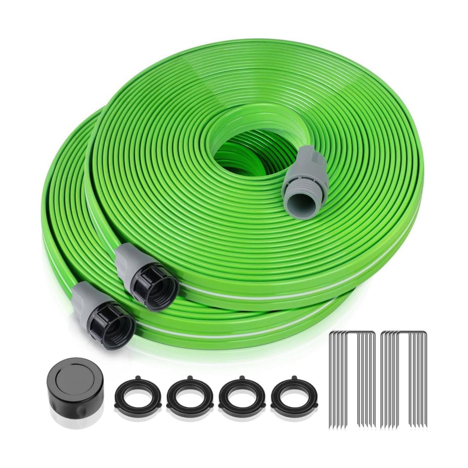 LAVEVE Heavy Duty Sprinkler Soaker Hose 100 FT, Flat Garden Hose with Holes | Efficient Flexible Irrigation Hose for