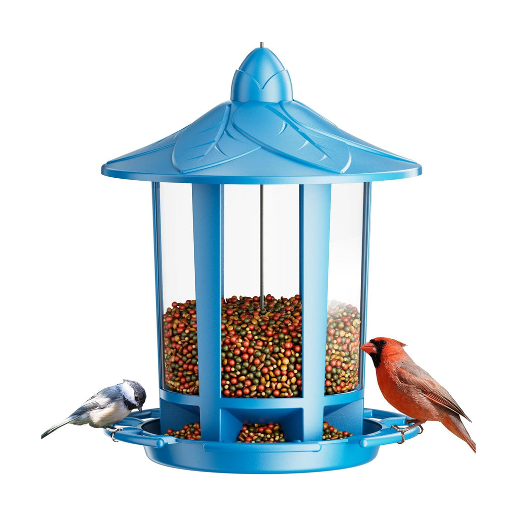 Birdream Bird Feeders for Outdoor Hanging, Assembly Required, 1-Min Easy Setup, Charming Castle Design, Attracting Cardinals Chickadees Goldfinches & Sparrows - Blue