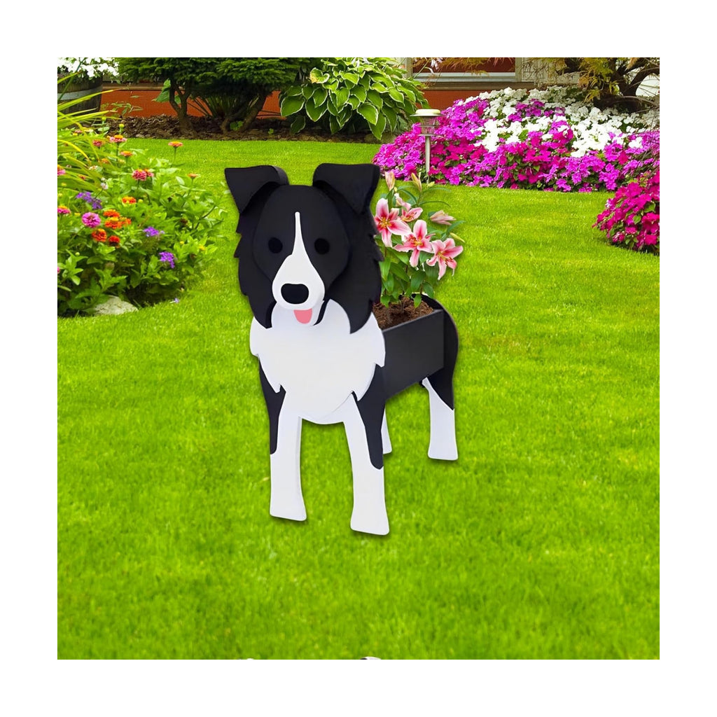 Border Collie Dog Planter Pots, Animal Shaped Flower Pot | Cute Plant Gift for Women and Pet Lovers, Indoor Outdoor