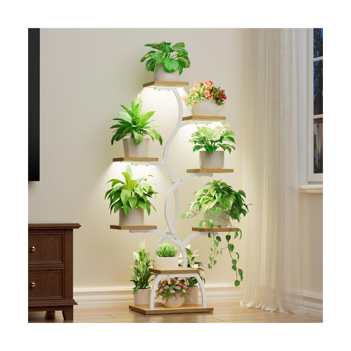 Plant Stand Indoor with Grow Light - 8 Tiered Corner Plant Shelf Indoor