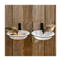Windproof Bird Feeders Tray - 2pcs Tree Mounted Wild Bird Bath for Outdoors Place Food Water, Installed on Wall Wooden Deck Fence with Heavy Duty Iron Ring, 7.2'' Dia. (Clear)