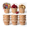 10 Pcs Mini Wooden Apple Baskets, 5.1 x 3.9 Inch Small Harvest Baskets Bulk Round Woven Farmers Market Berry Basket