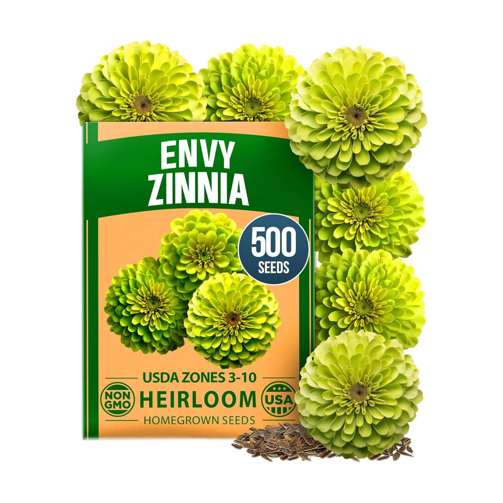 HOME GROWN Zinnia Seeds, Envy, 500 Seeds, Zinnia elegans