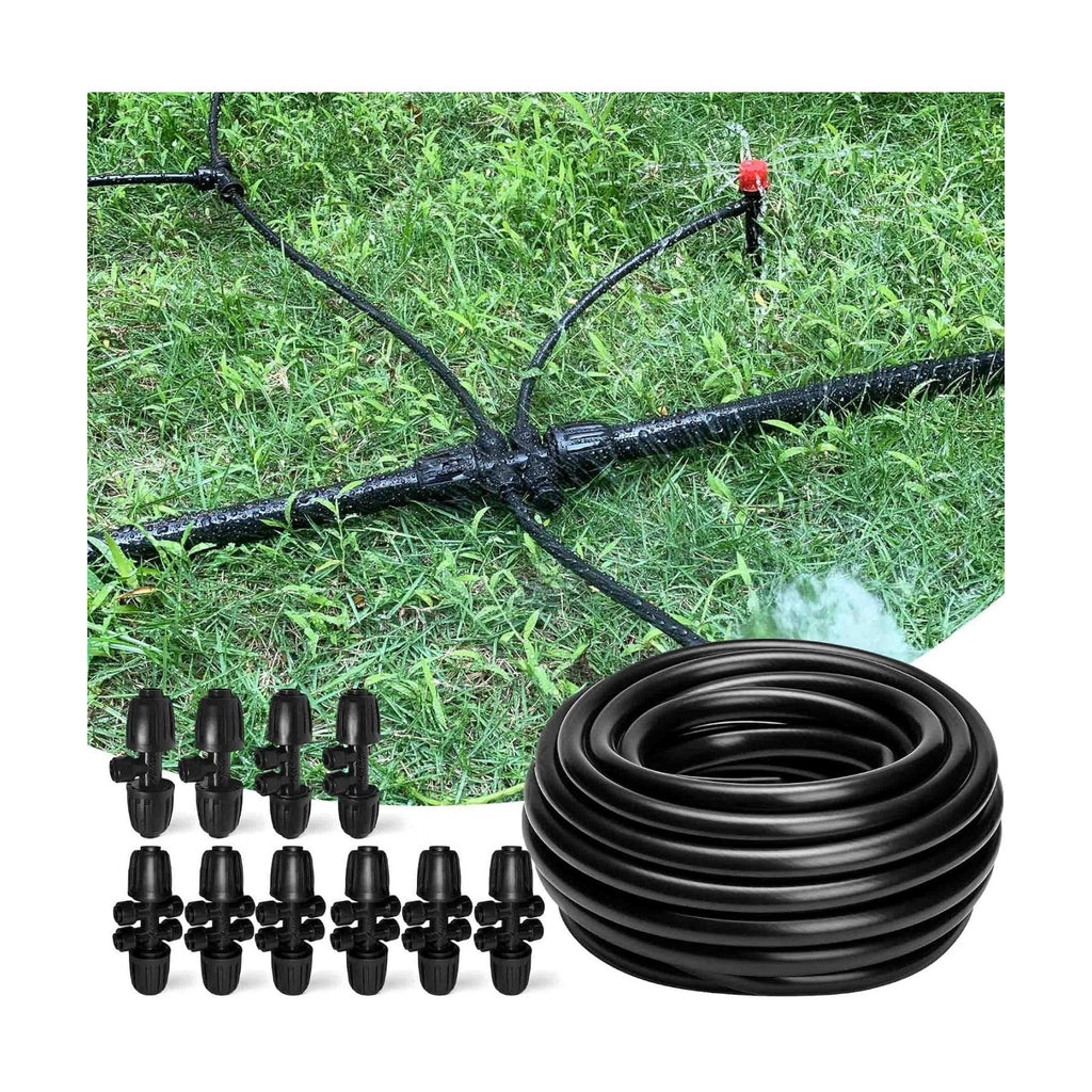 100FT 1/2 Inch Drip Irrigation Tubing with 10 Pack 1/2" to 1/4" Drip Irrigation Fittings, Drip Line Hose & Push-to-Fit