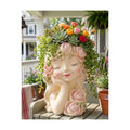 Decorative Garden Fairy Head Planter - Resin Flower Pot, Succulent Planter Holder, Tall Face Planters Pots, Phrenology