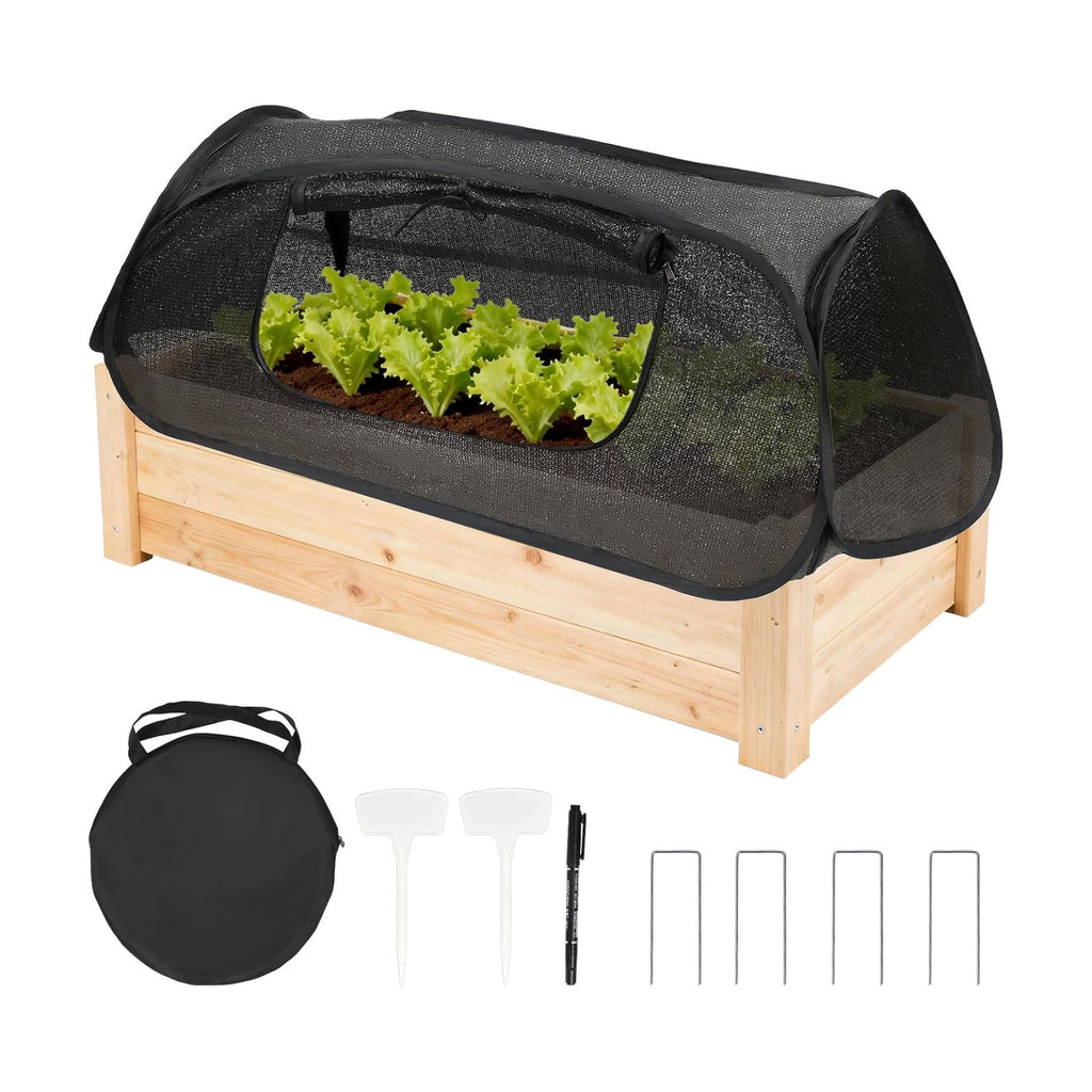 45"×20"×18"Pop Up Plant Shade Tent,Foldable UV Resistant Sun Shade Cloth,Raised Bed Shade Cover with Labels &