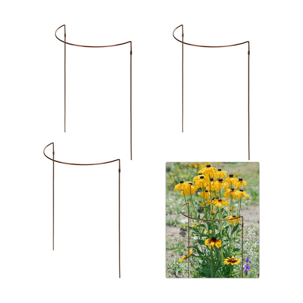 Vercraft 4 Pack 12 x 19 Inch Half Round Plant Support Stakes 1/4 Inch Heavy Duty Rustproof Metal Plant Cage, Weather