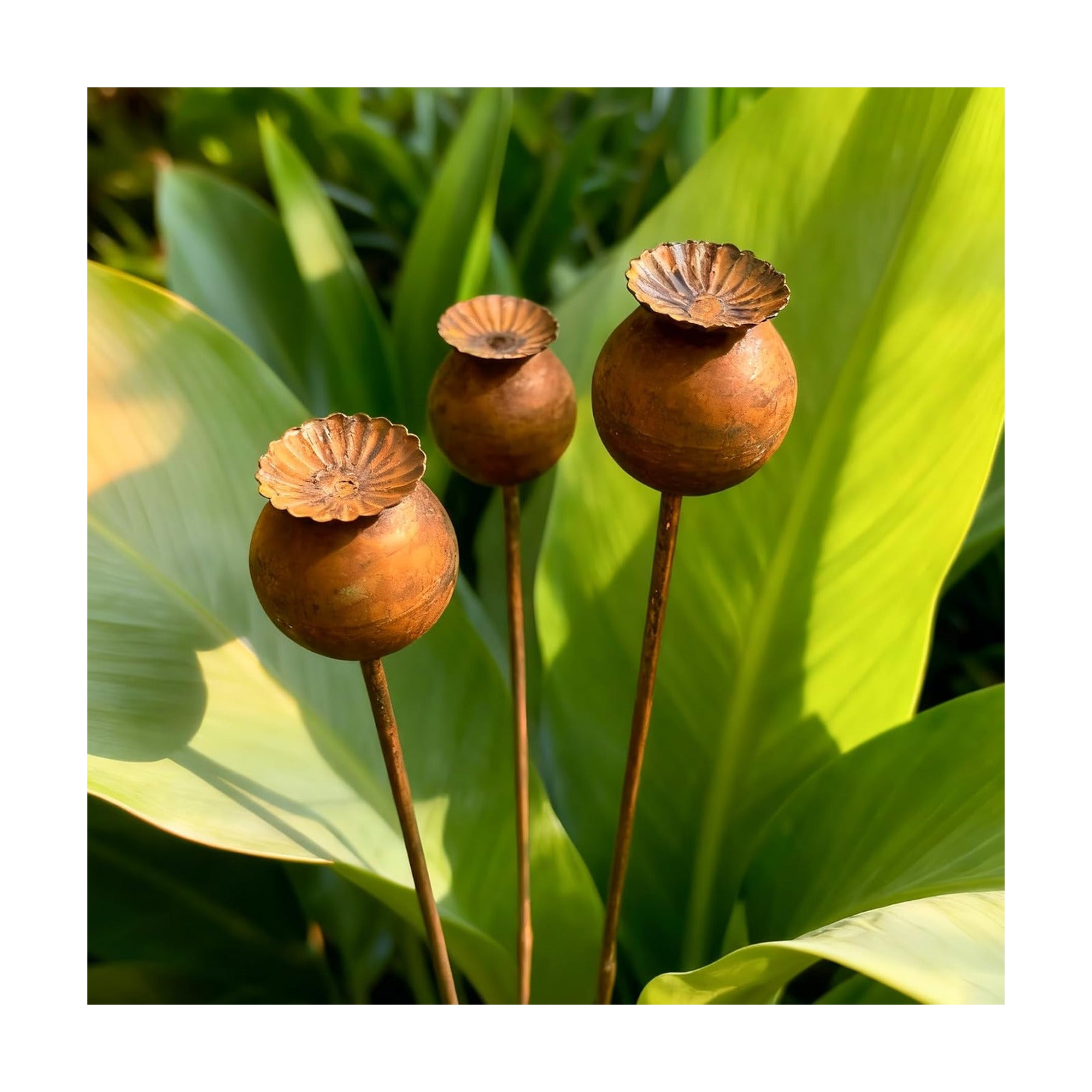 Metal Flowers 3PCS - 24inch Metal Garden Stakes Decorative Yard Art | Rusty Metal Flowers for Outside Lawn Flower Bed