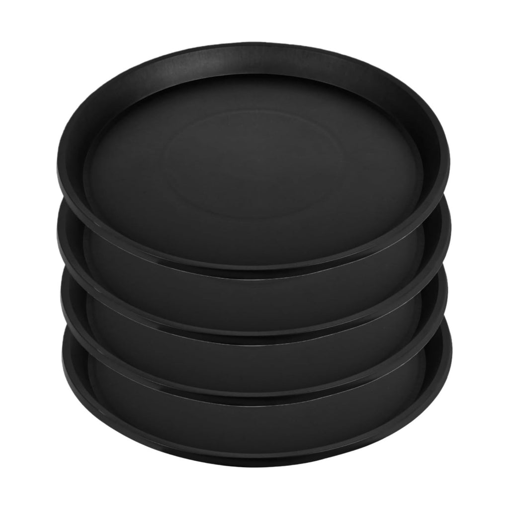 4 Pack 17.7 Inch (15.5 Inch Base) Plant Saucer, Heavy Duty Large Round Plastic Plant Trays for Indoor & Outdoor, Black