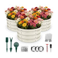 SHALL 3PCs Galvanized Raised Garden Bed Kit, 2x2x1ft Round Planter Boxes Outdoor W/Mini Seed Spreader, Disk Seeder, 2X
