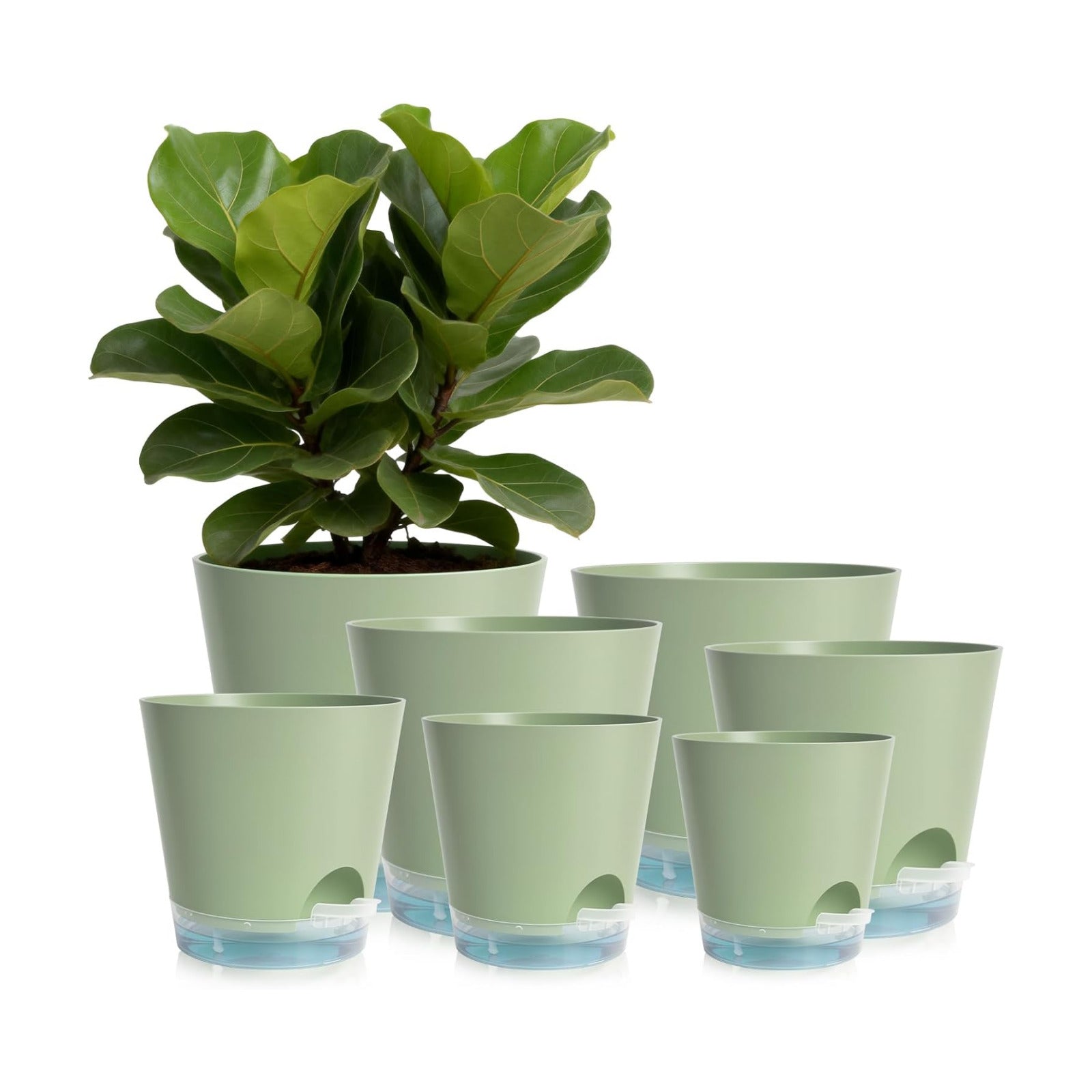 2026 Upgraded Self Watering Plant Pots with Drainage Hole, 8/7/6.5/6/5.5/5/4 Inch Flower Planting Containers for House