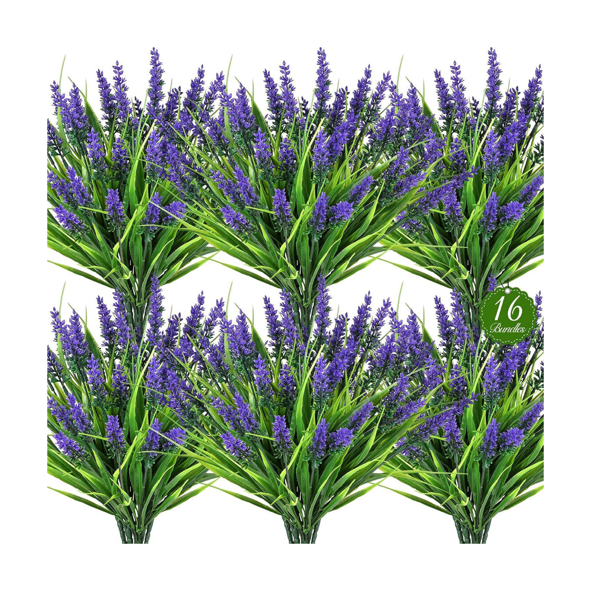 16PCS Artificial Flowers for Outdoors, Fake Lavender Plant, Purple