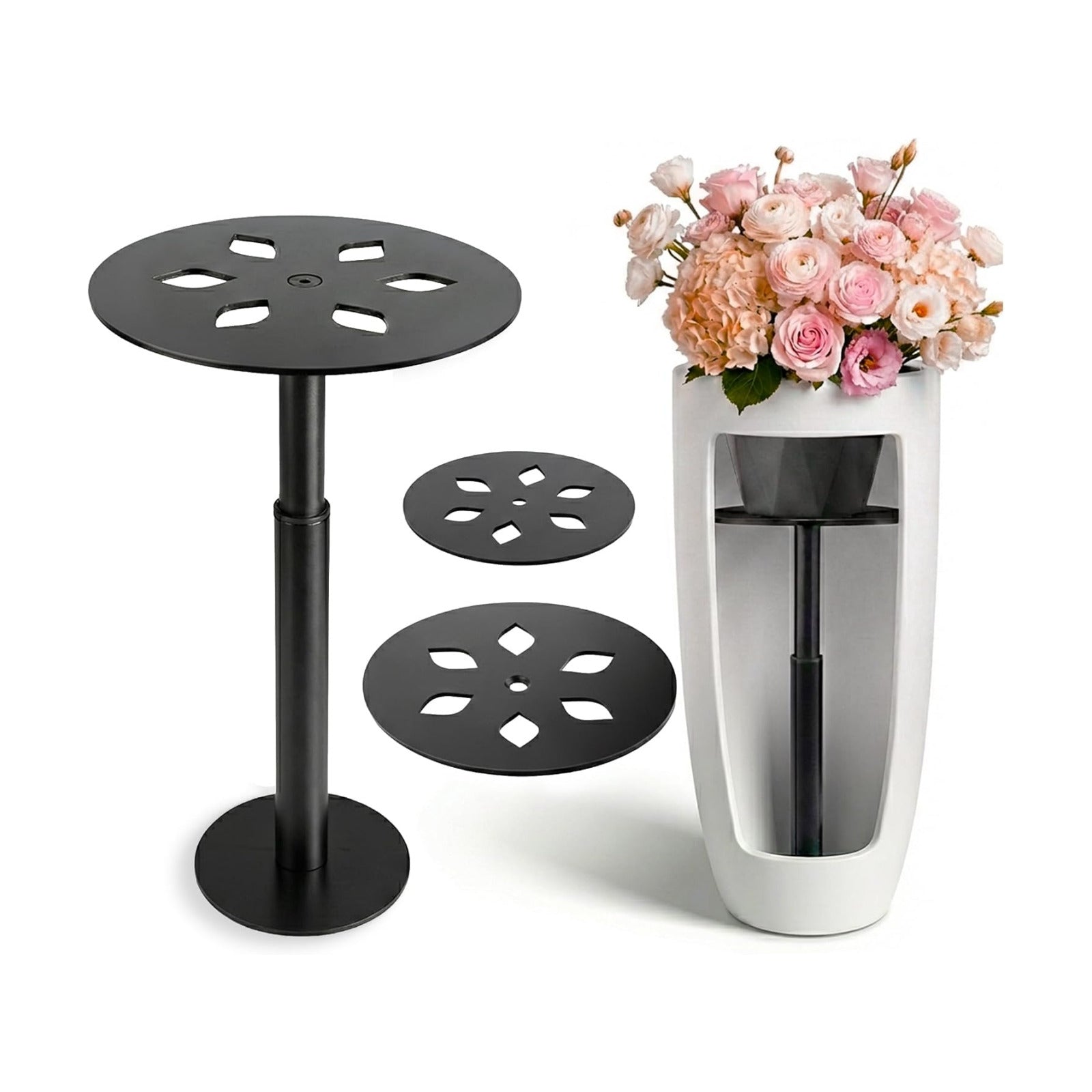 Adjustable Plant Risers for Inside Pots, 10-17 Inch Lift Height | Round Planter Insert for Tall Pots, 1 Stand, 8" & 10"