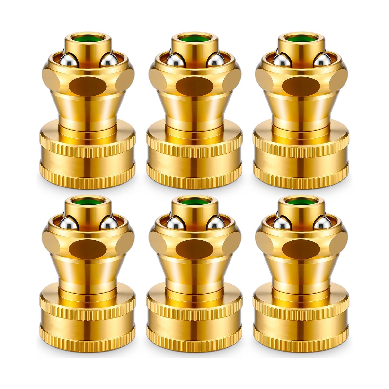 Hotop 6 Pack Big Shot Brass Hose Nozzle Adjustable Twist,3/4 Inch | Threaded Connector for Garden Hose, Heavy Duty
