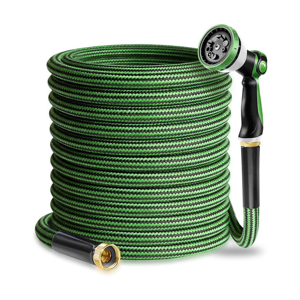 Garden Hose 50 FT-Triple-layer pipe, Water Hose with solid Aluminum Fittings, Ultra-Lightweight and Flexible