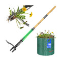 Weed Puller Tool for Garden Lawn Yard, 43.5" | Includes 16 Gallon Leaf Bag, Dual-Eject Mechanism, 4-Claw Steel Head