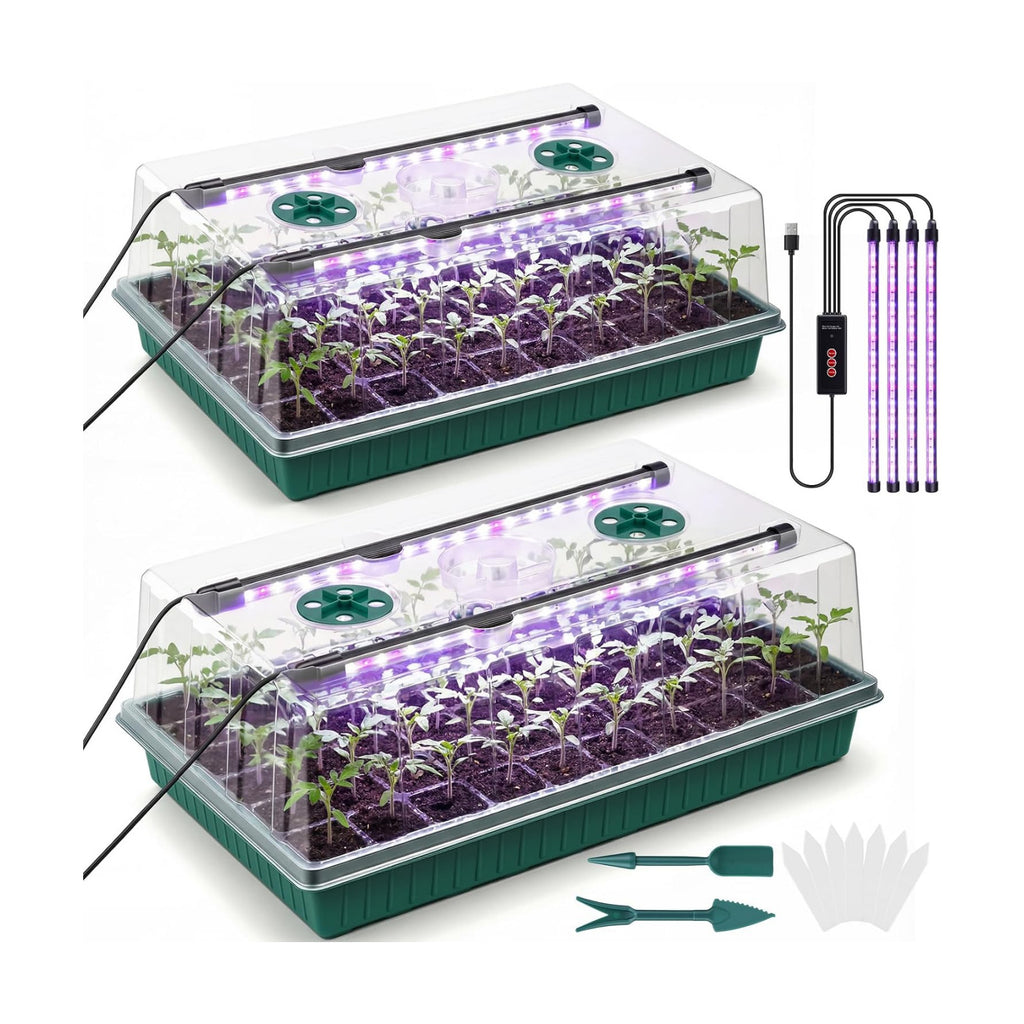 2 Pcks Seed Starter Tray 120 Cells Seed Starter Kit with Grow Light, Seed StartingTrays for Seed Seedling Planting